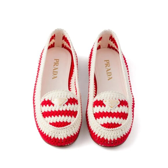 Prada Crochet Loafers in Rosso - Picture 1 of 9
